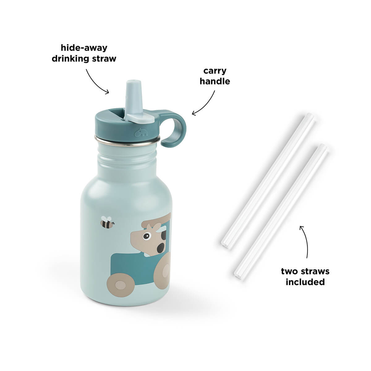 Metal bottle - Tiny farm - Blue - 350 ml