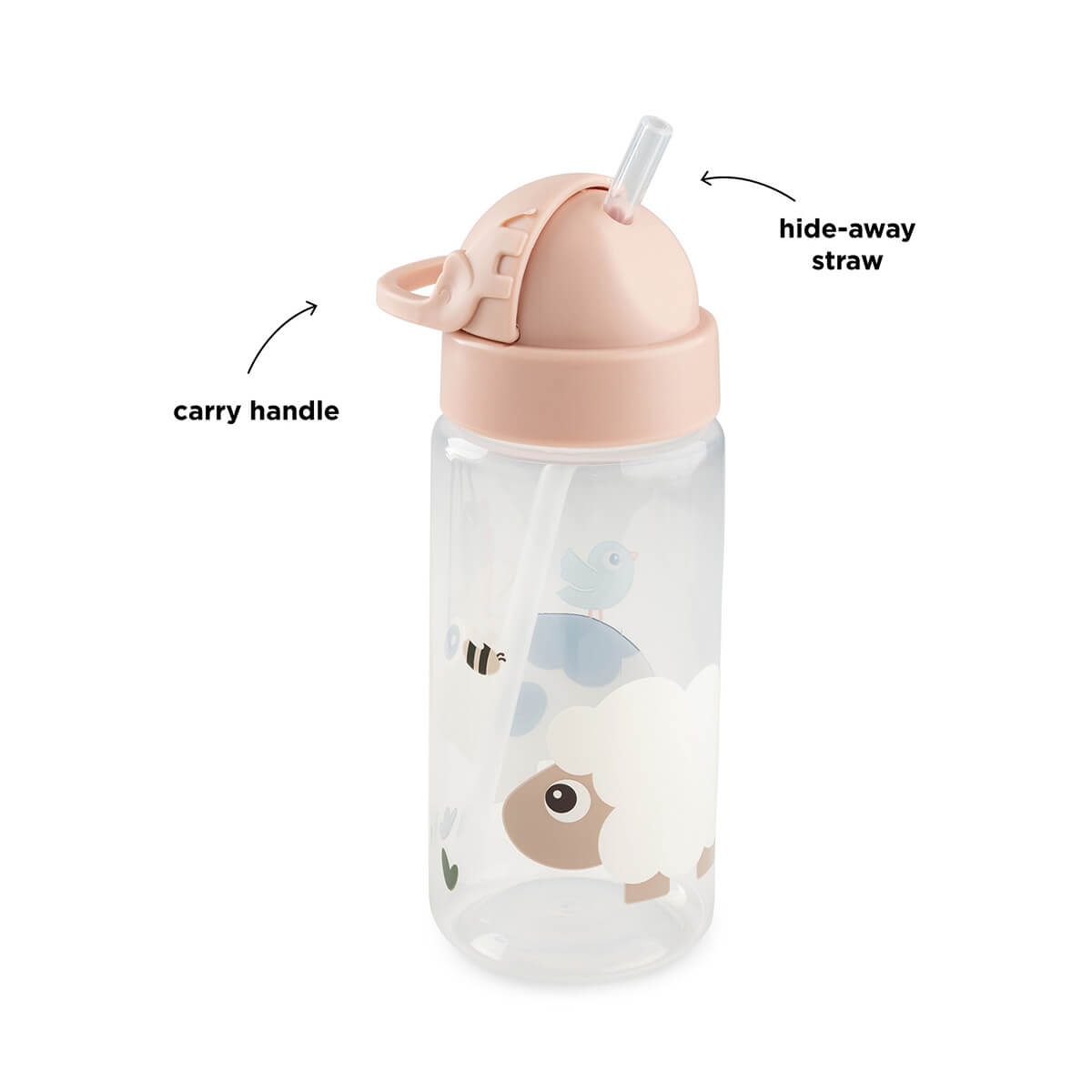 Straw bottle - Tiny farm - Powder - 350 ml