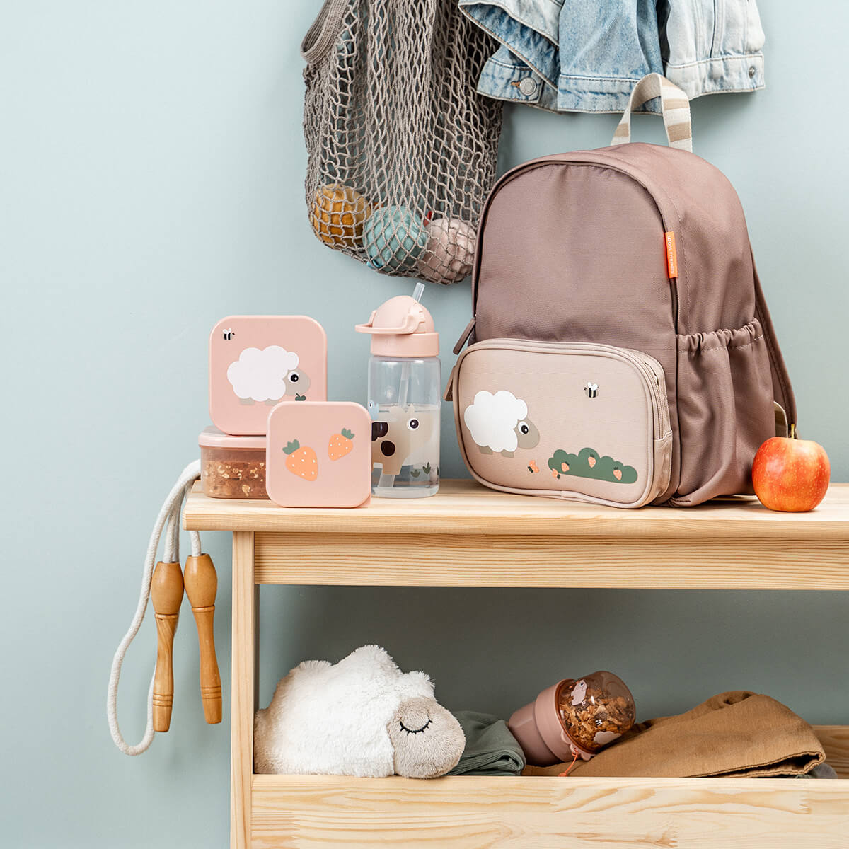 Straw bottle - Tiny farm - Powder - 350 ml