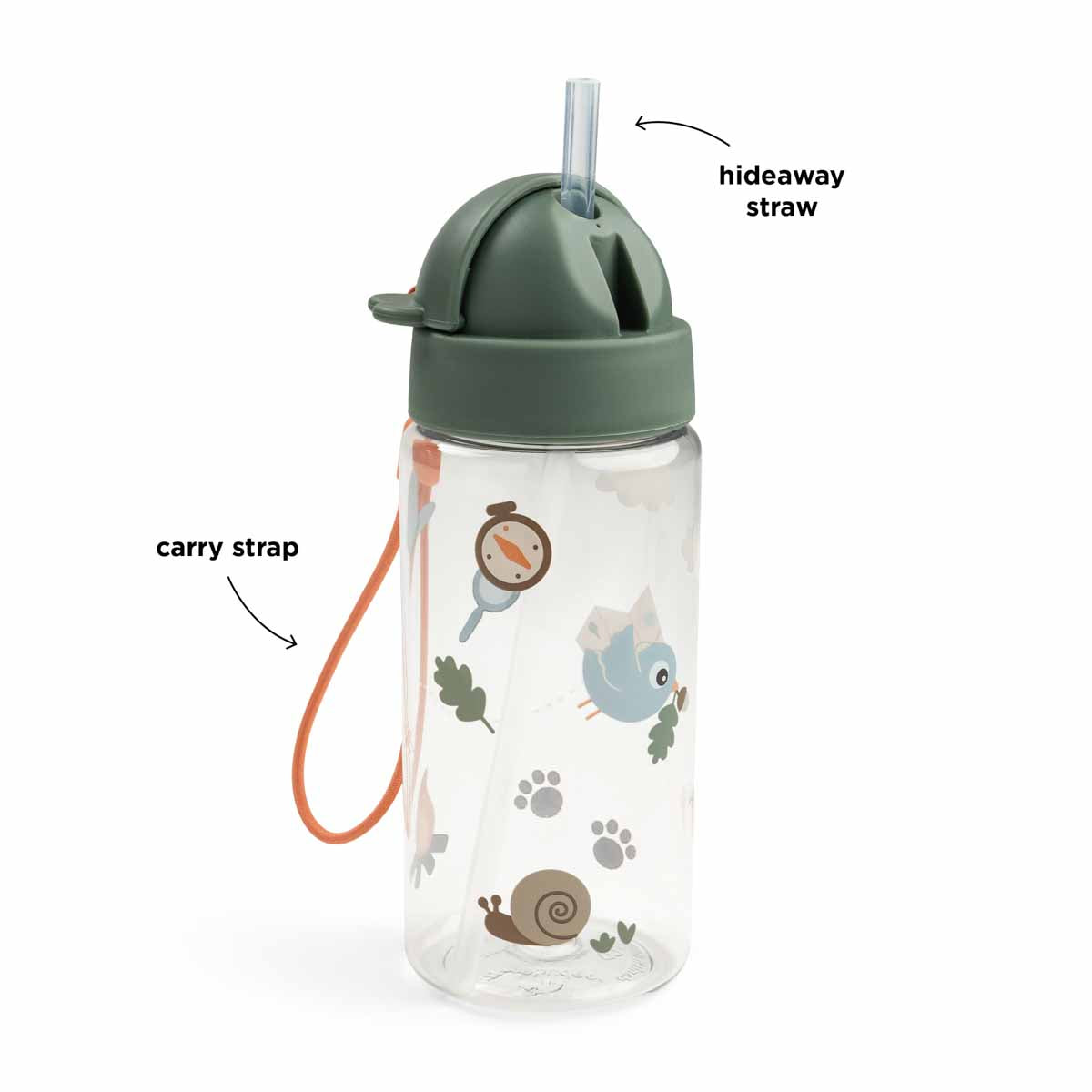 Drikkedunk m/sugerør - Tiny trails - Grøn - 350 ml