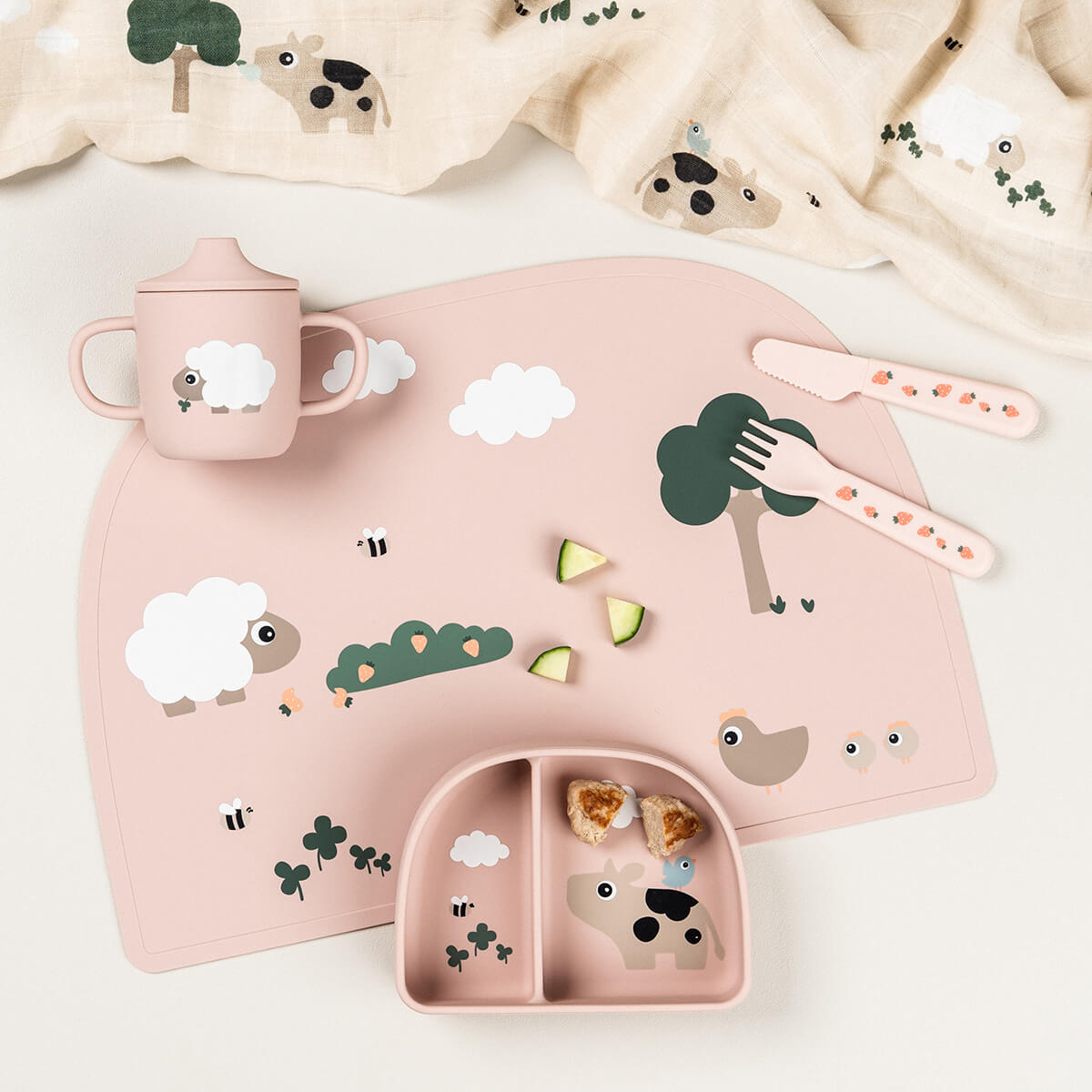 Silicone placemat - Tiny farm - Powder