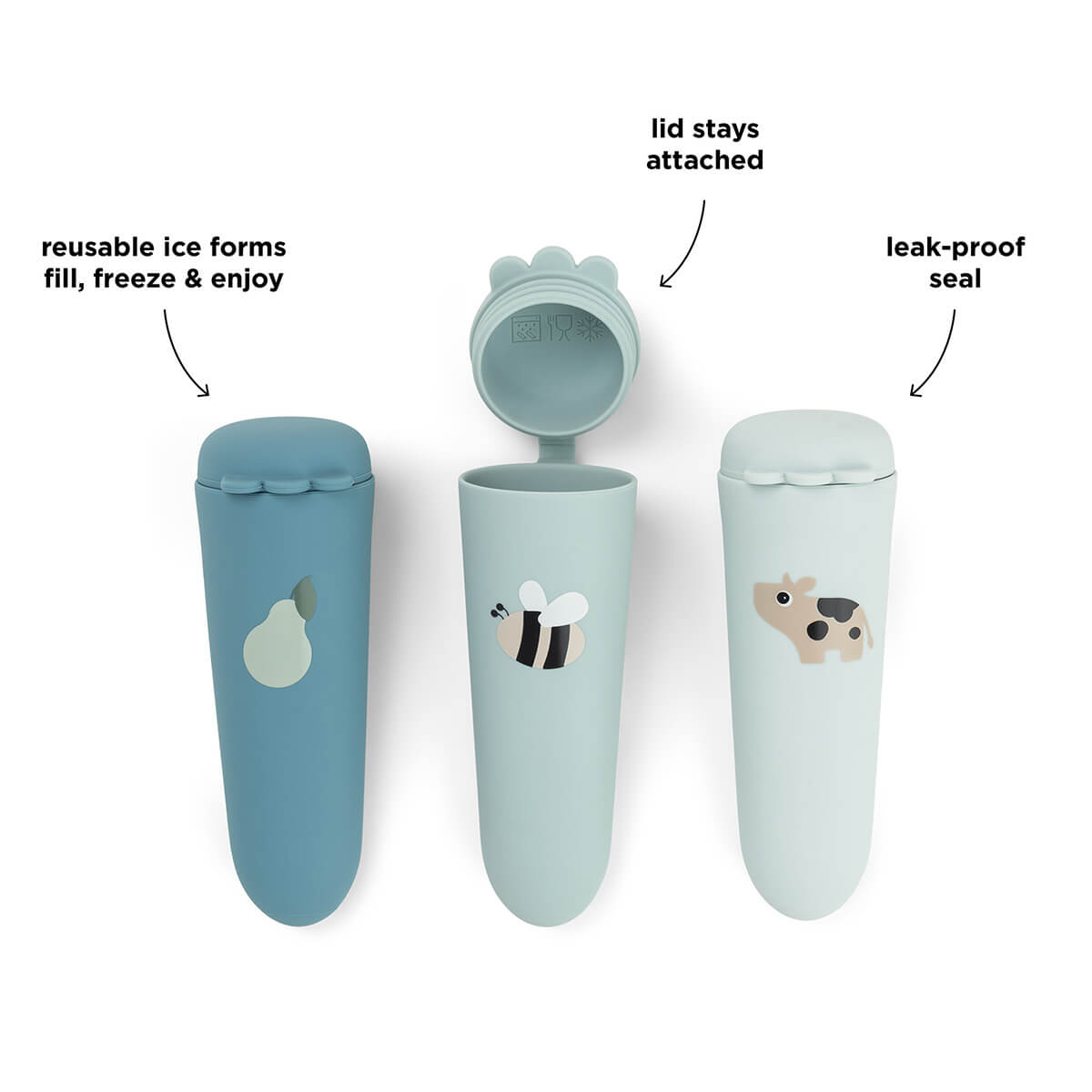 Silicone ice pops 3-pack - Dotti - Blue