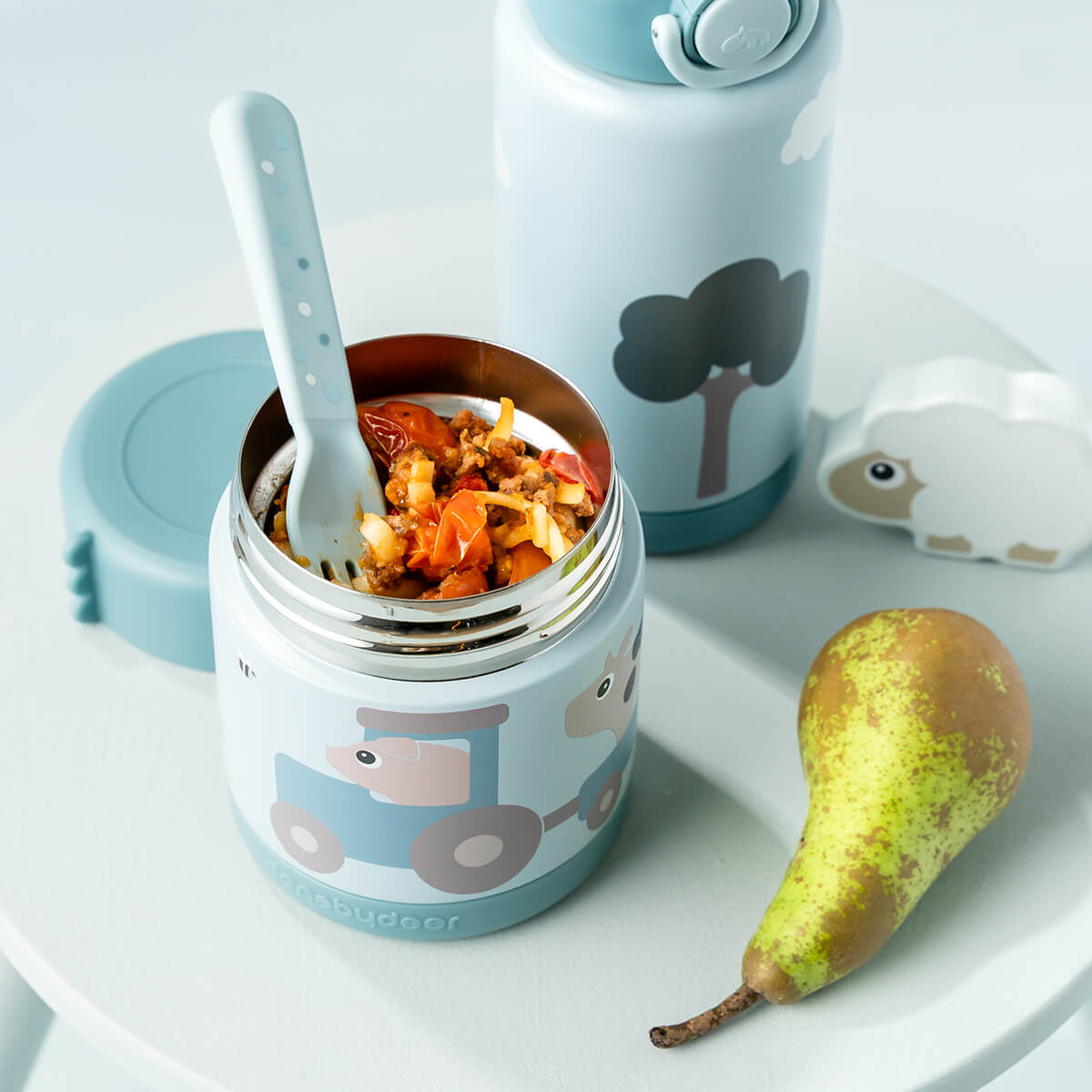 Insulated food jar - Tiny farm - Blue - 300 ml