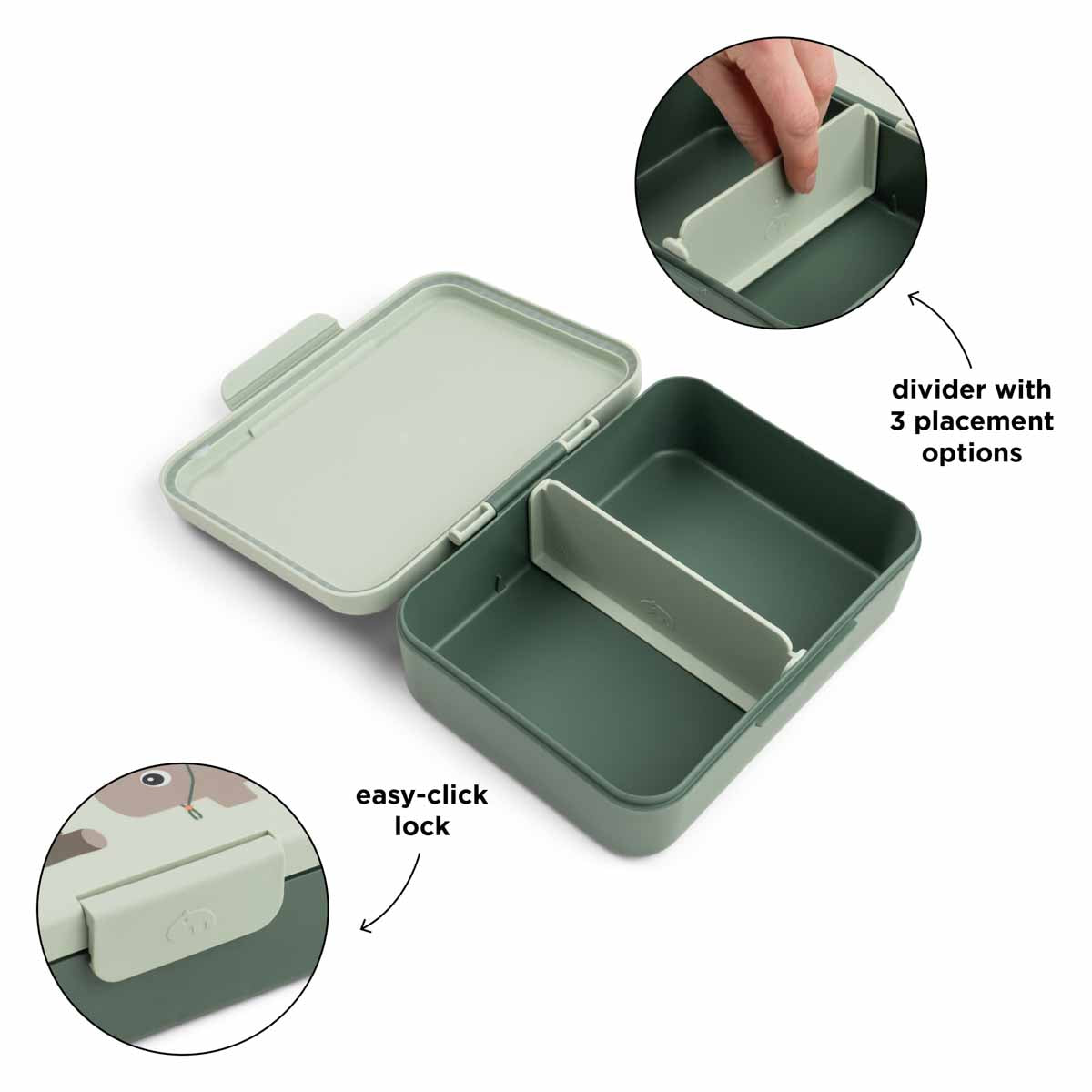 Lunch box w/divider - Tiny trails - Green