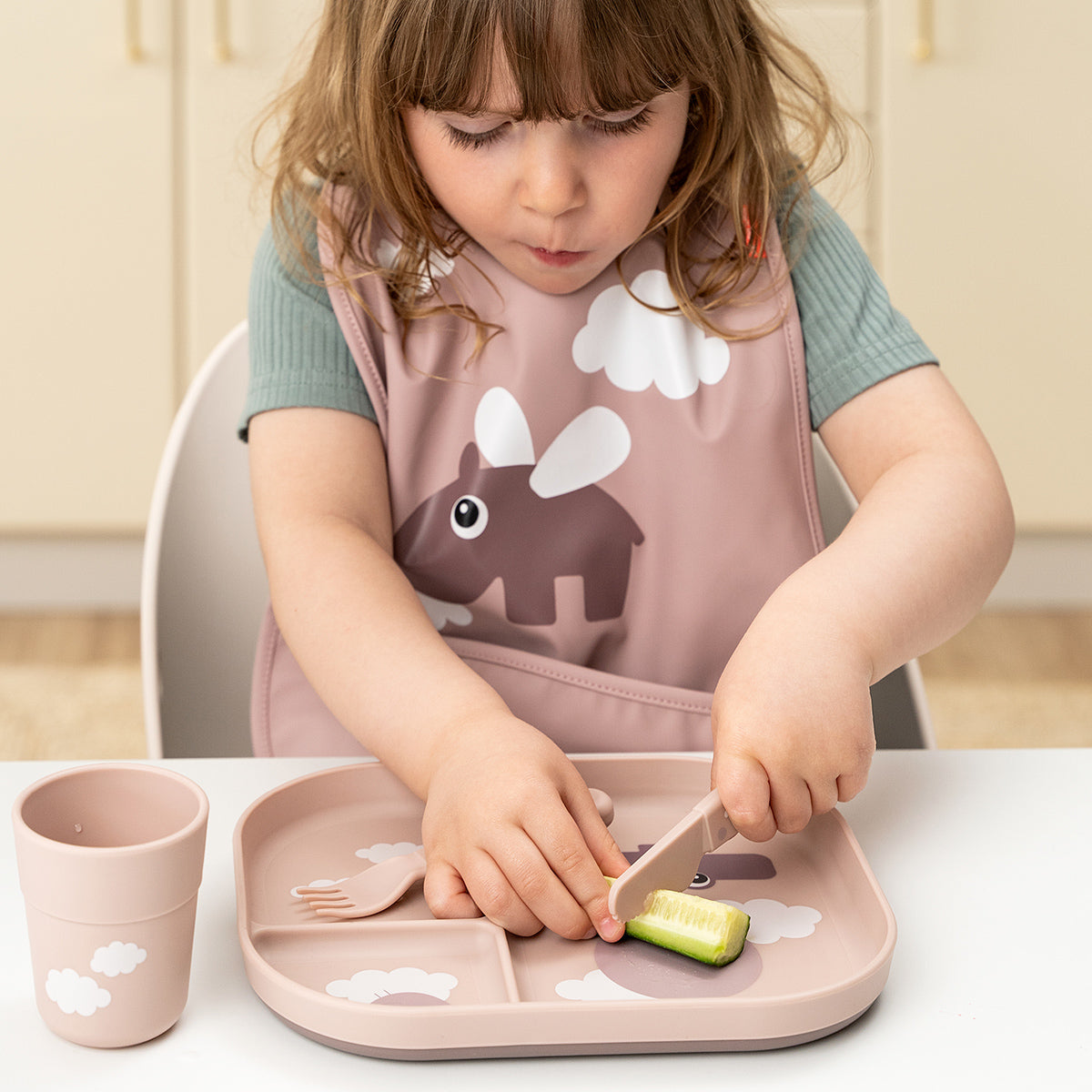 Foodie compartment plate set - Happy clouds - Powder