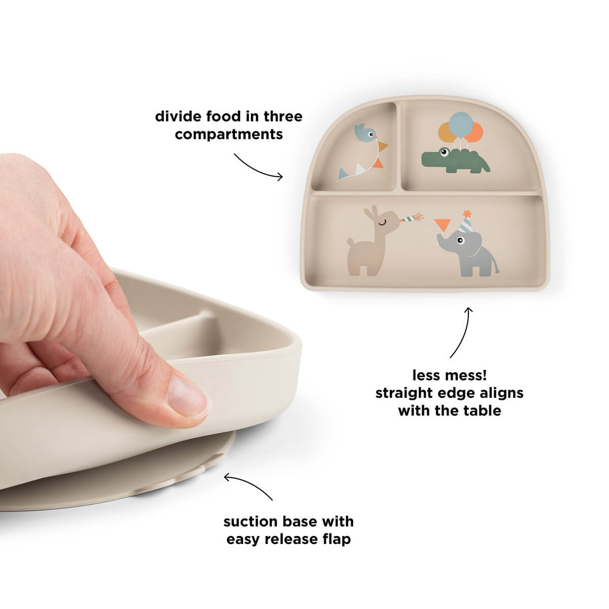 Stick&Stay inddelt tallerken - Celebration - Sand