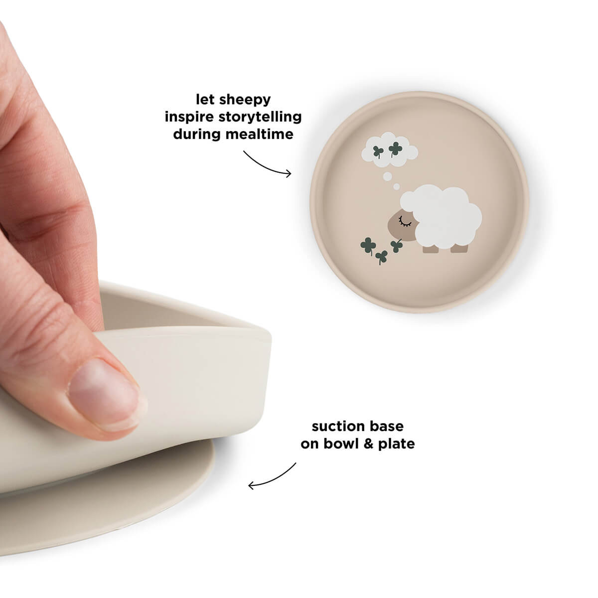 Silicone Stick&Stay plate - Tiny farm - Sand