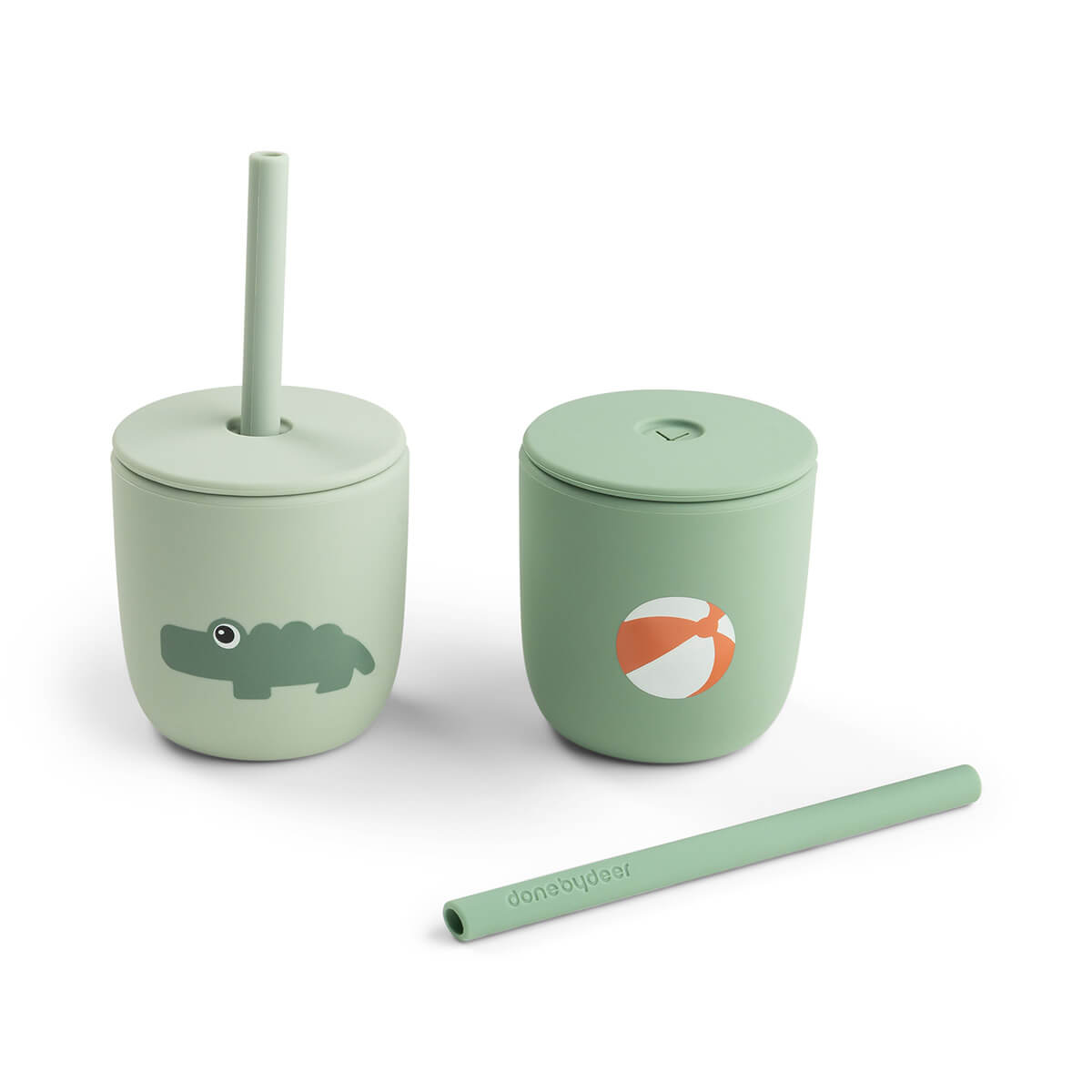 Lot de 2 gobelets à paille en silicone - Playground - Vert