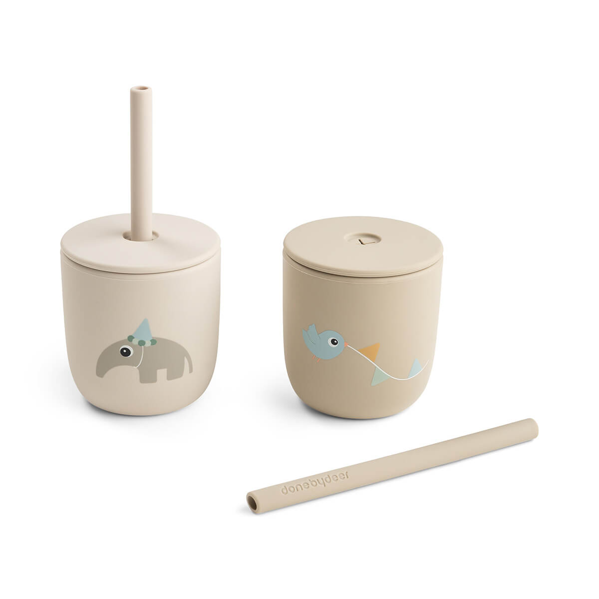 Lot de 2 gobelets à paille en silicone - Celebration - Sand