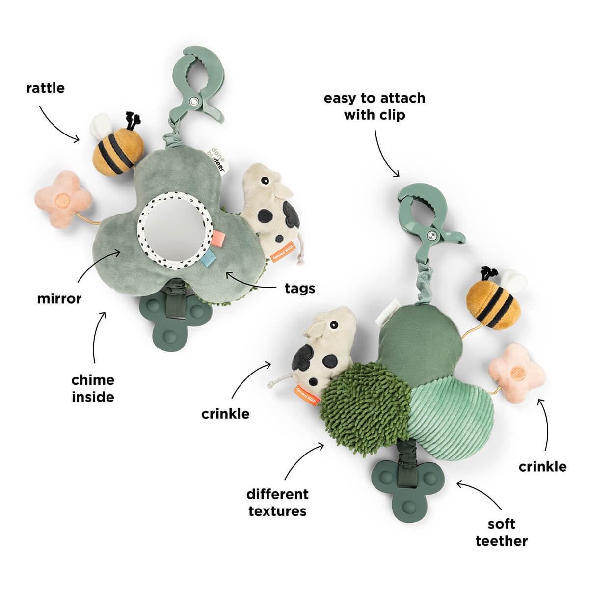 Activity mirror w/clip - Tiny farm - Green