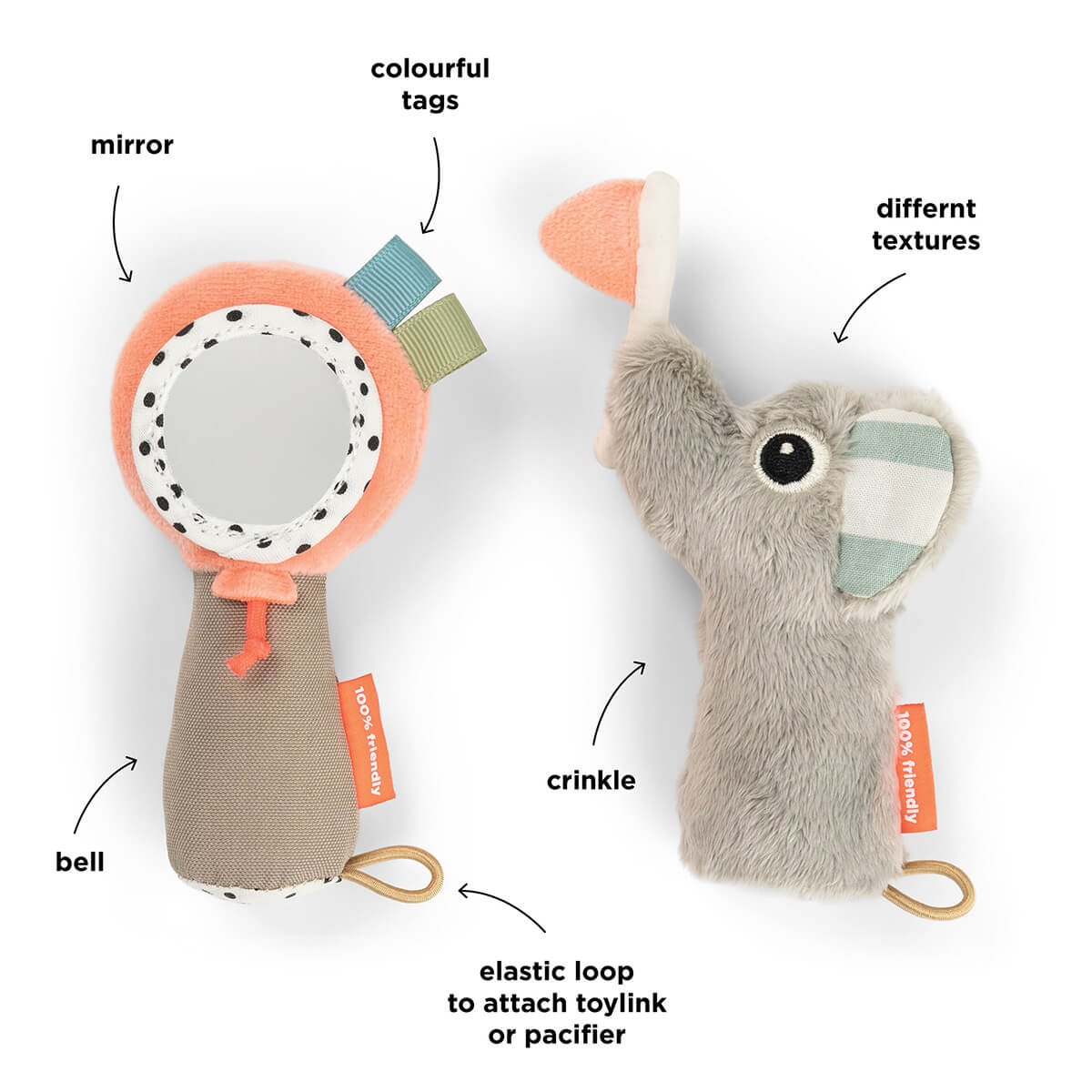 Sensory rattle mirror set - Celebration - Colour mix