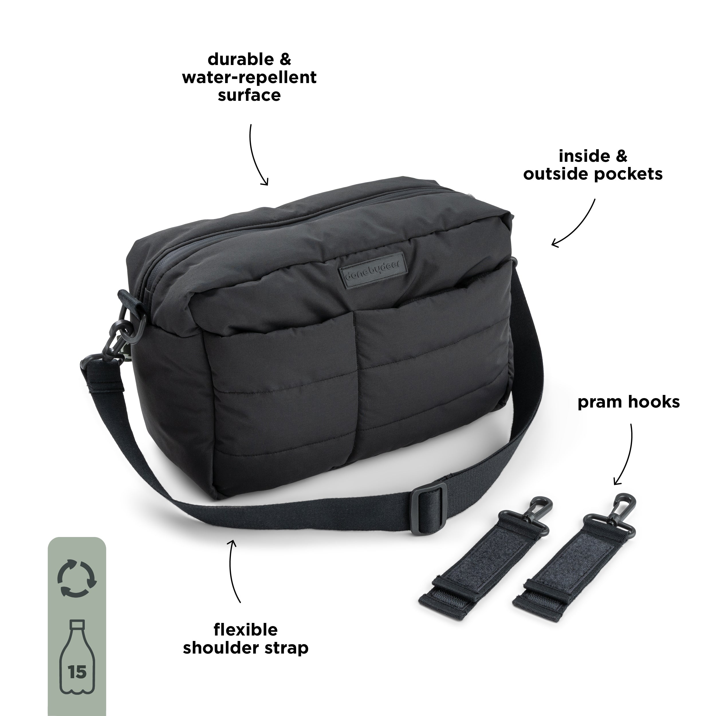 Sac de poussette matelassé - noir