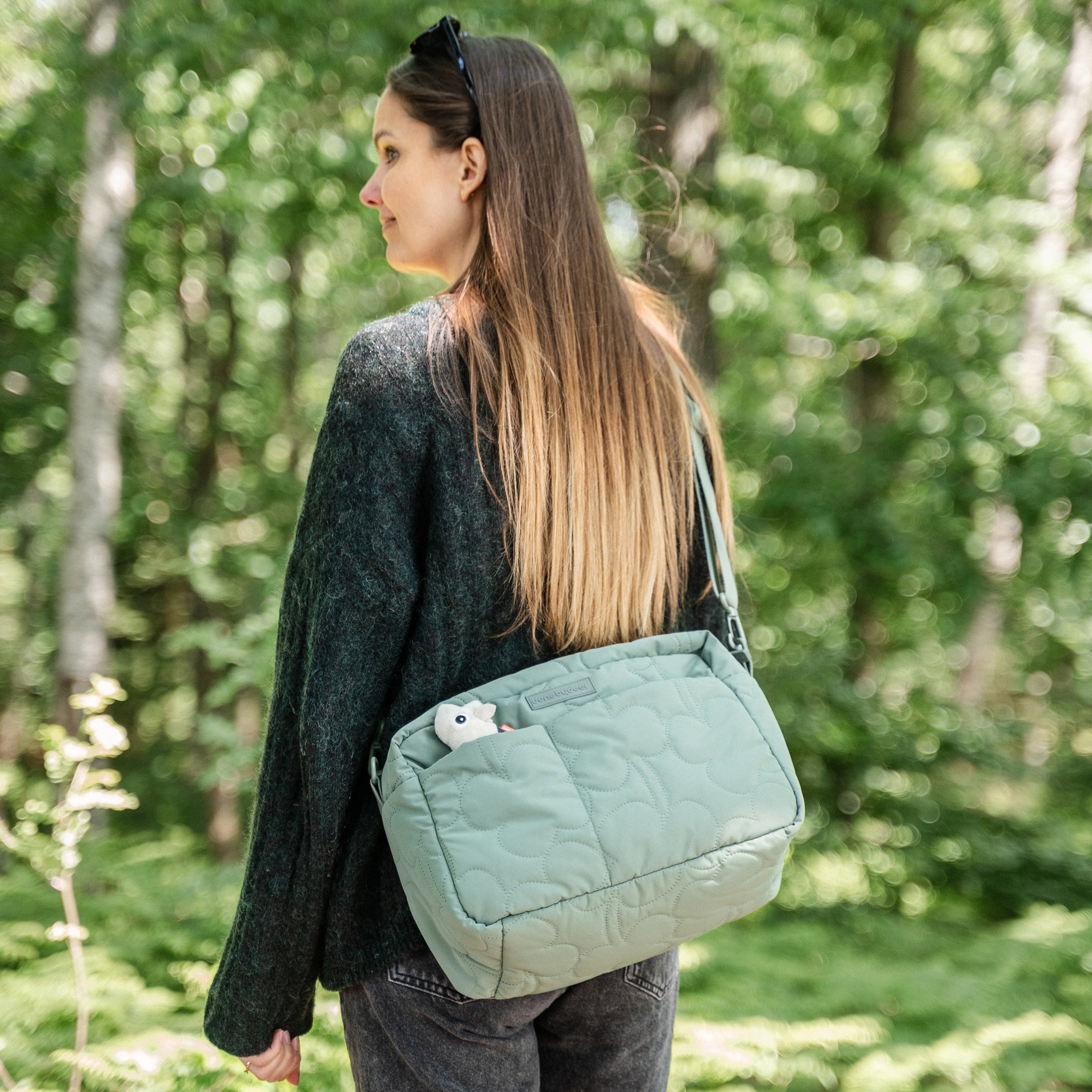 Gesteppte Kinderwagentasche - grün