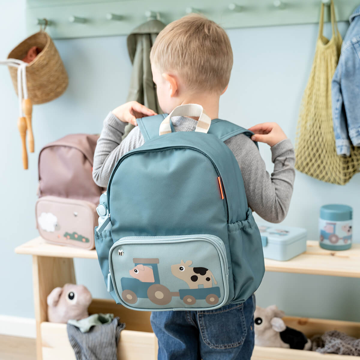 Kids backpack - Tiny farm - Blue - 7,5 L