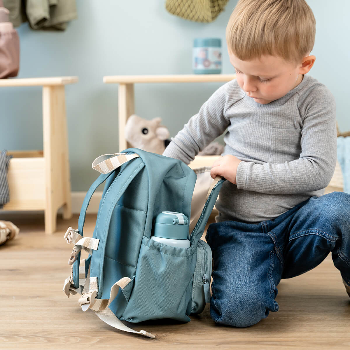 Kids backpack - Tiny farm - Blue - 7,5 L