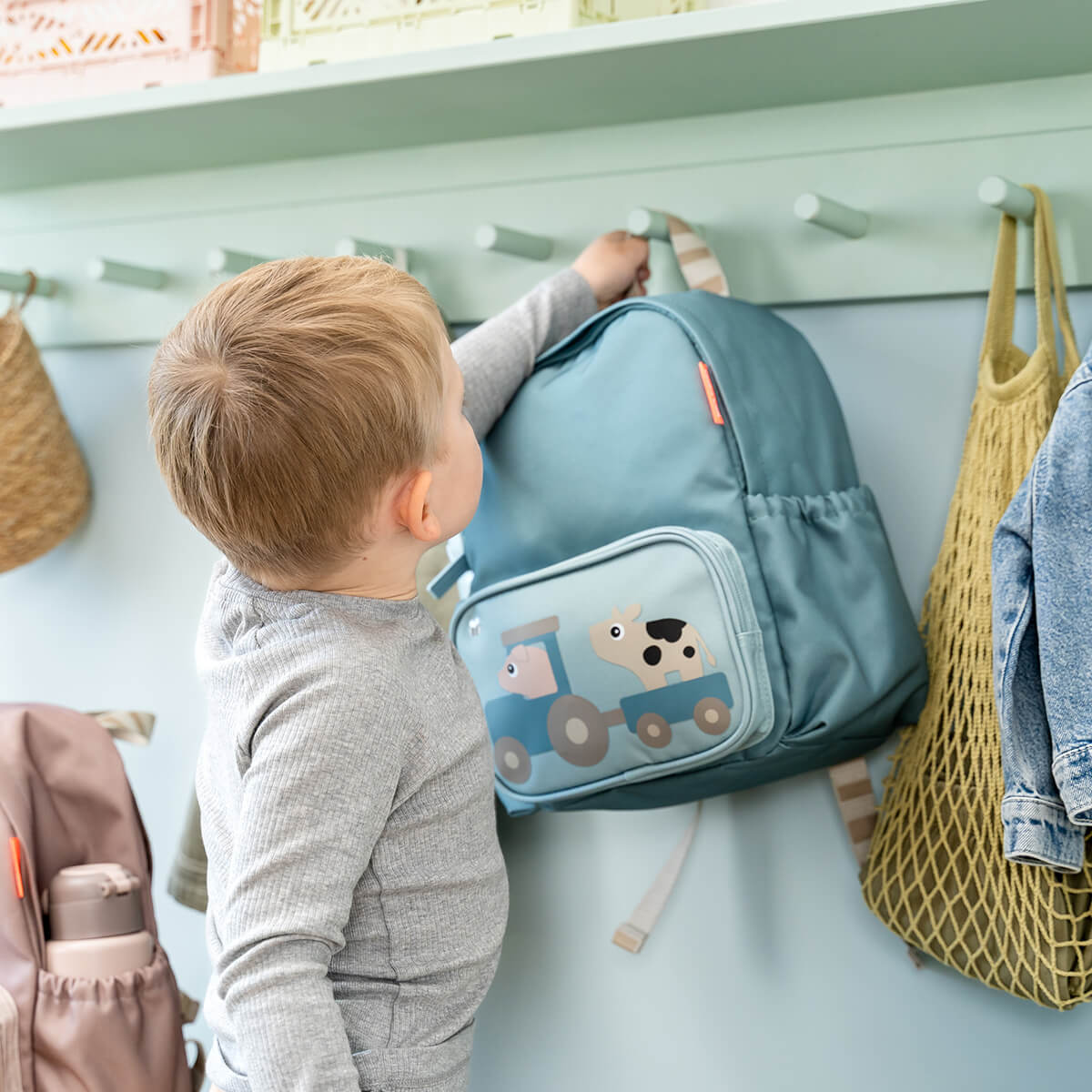 Kids backpack - Tiny farm - Blue - 7,5 L