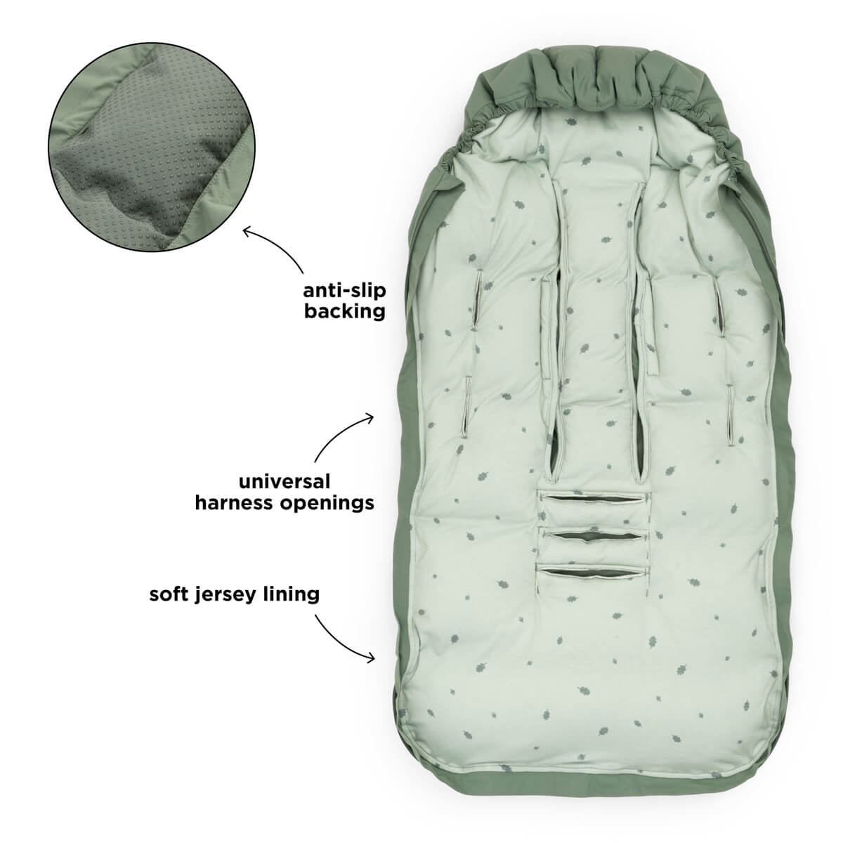winter set - footmuff & mittens - green