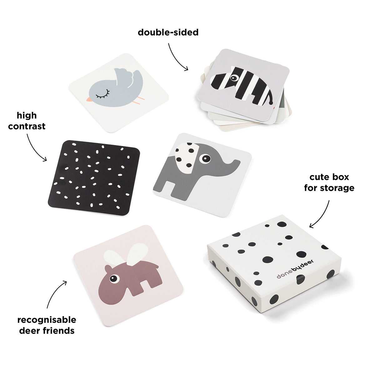 Baby Kontrastkarten 10er Pack - Deer friends - Farbmix