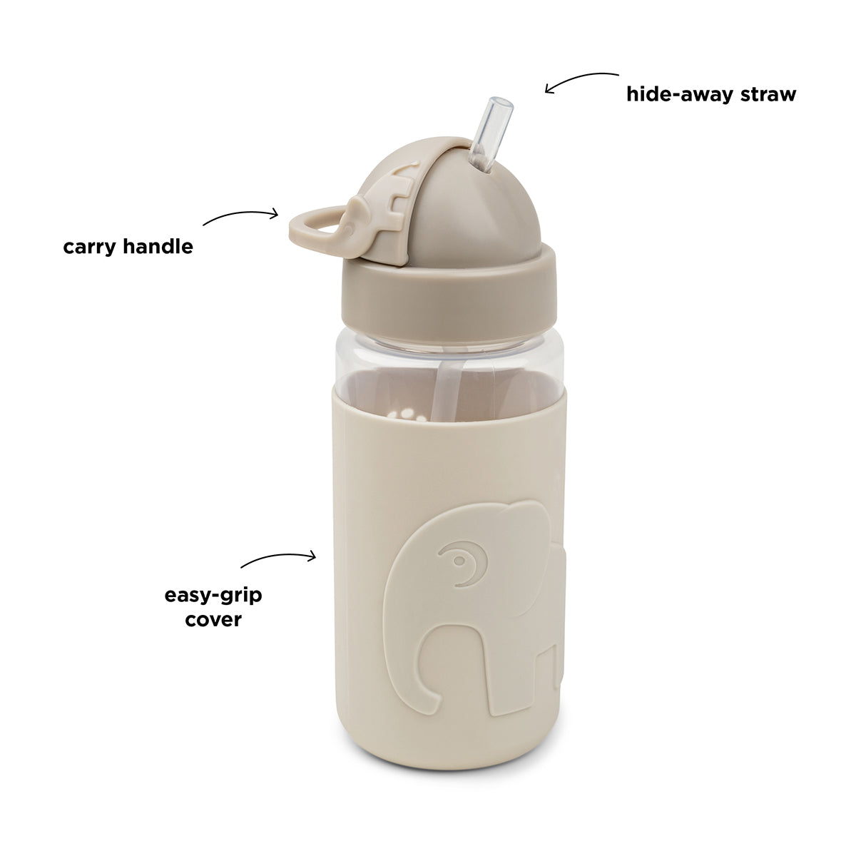 Gourde à paille Easy-grip - Elphee - Sable - 350 ml