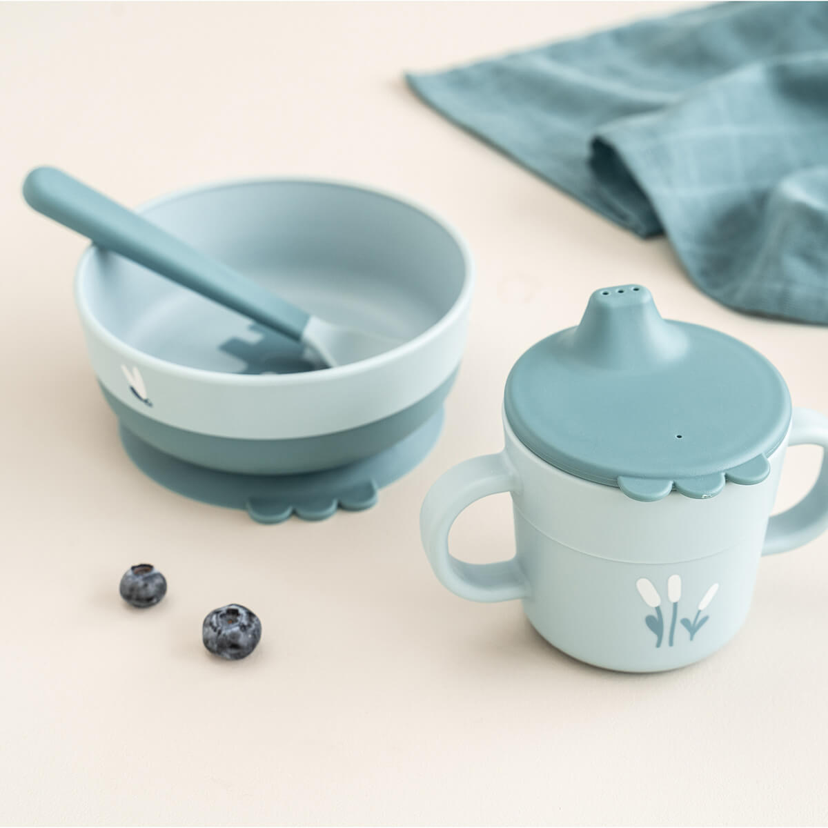 Foodie coffret premier repas ventouse - Elphee - Bleu