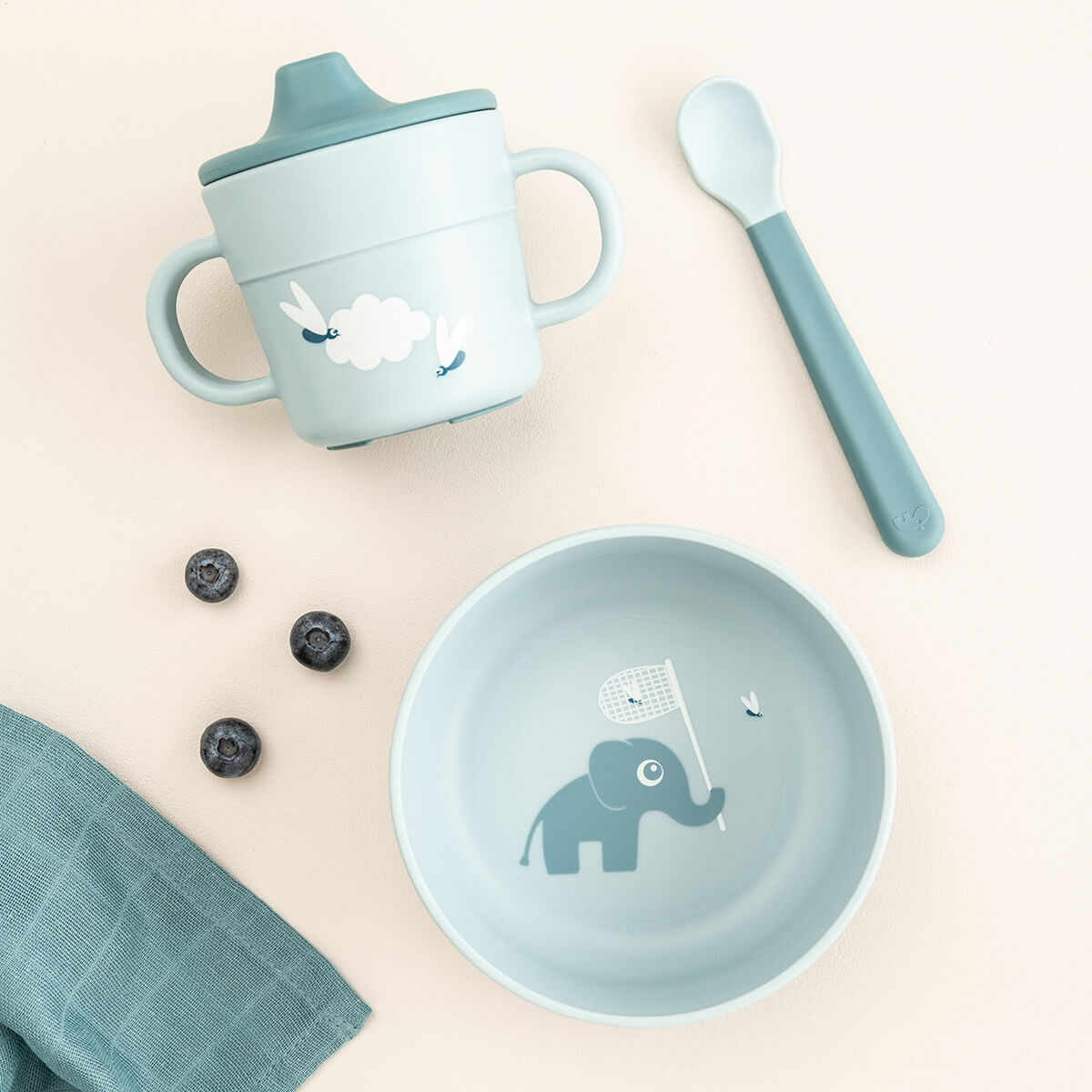Foodie coffret premier repas ventouse - Elphee - Bleu