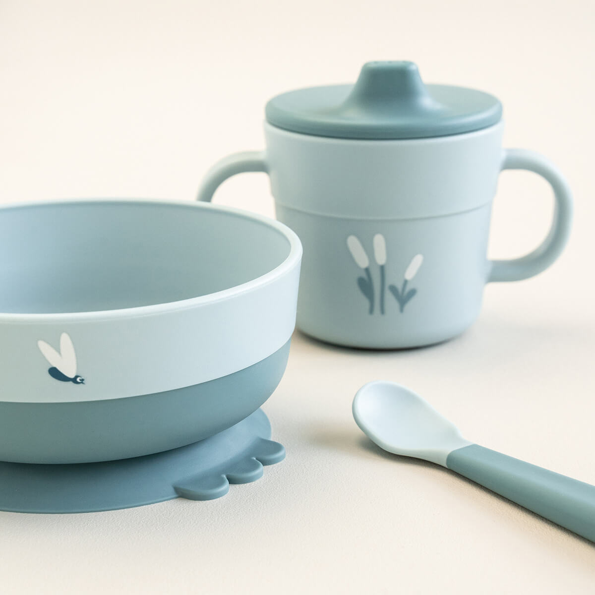 Foodie coffret premier repas ventouse - Elphee - Bleu