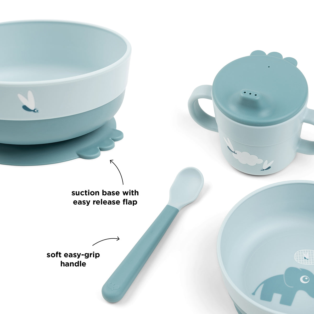 Foodie coffret premier repas ventouse - Elphee - Bleu