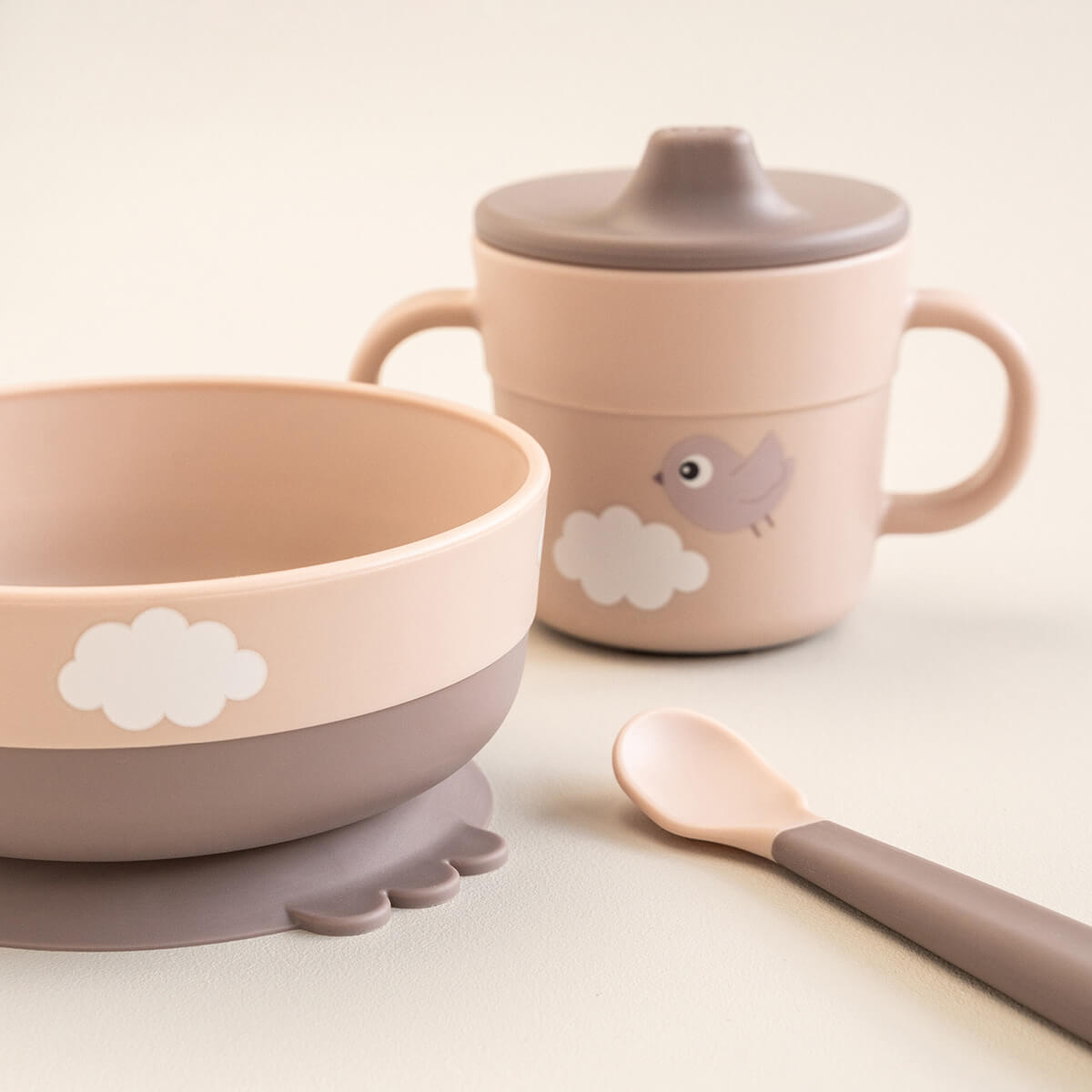 Foodie first meal set w/suction - Happy clouds - Powder