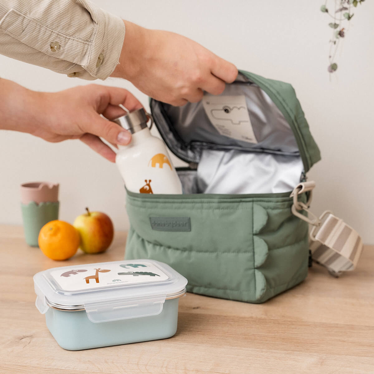 Metal lunch box - Deer friends - Blue