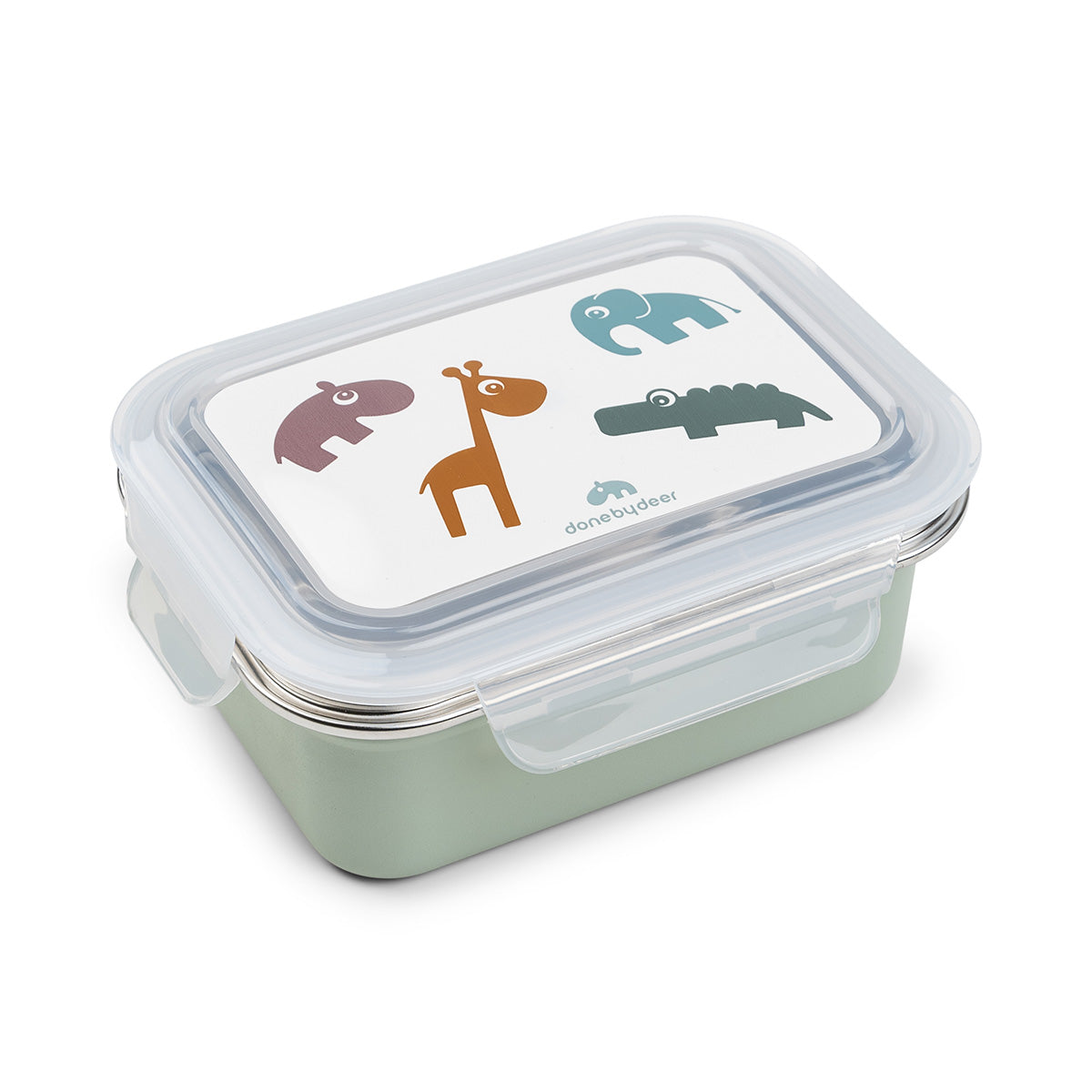 Metal lunch box - Deer friends - Green