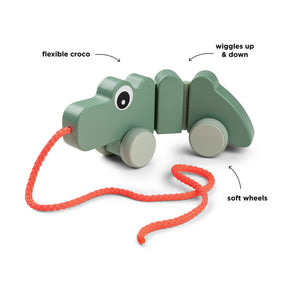 Pull along wiggle toy - Croco - Green