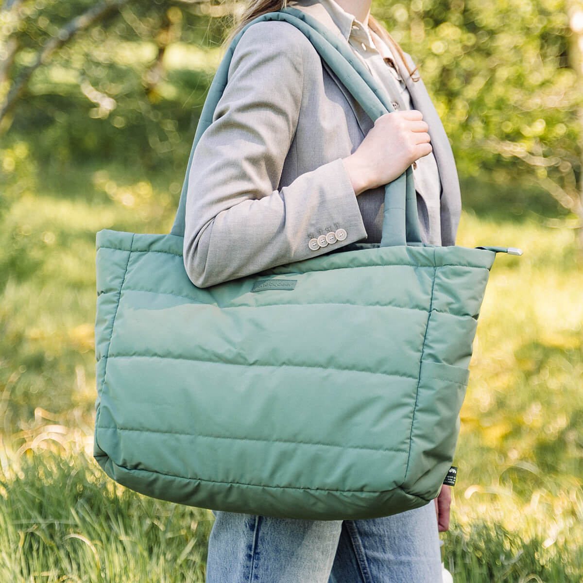 Quiltet pusle tote bag - Grøn