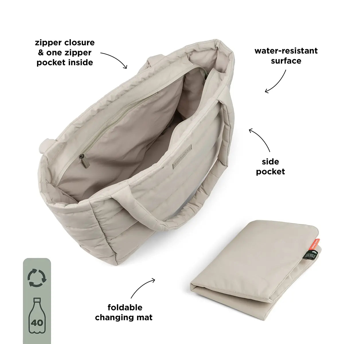 Quiltet pusle tote bag - Sand
