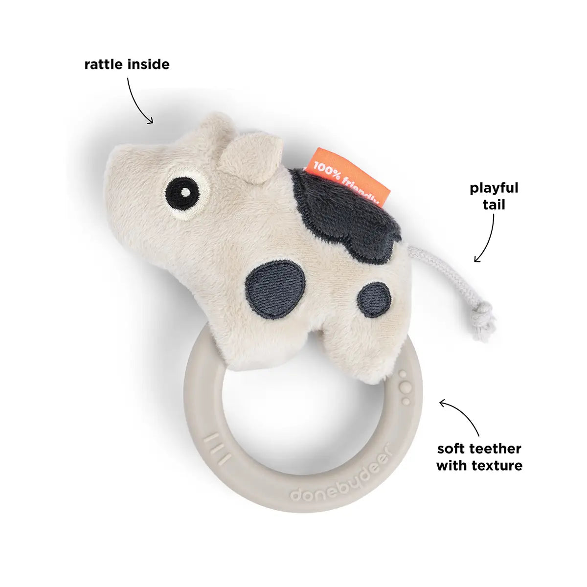 Sensory rattle w/teether - Dotti - Sand