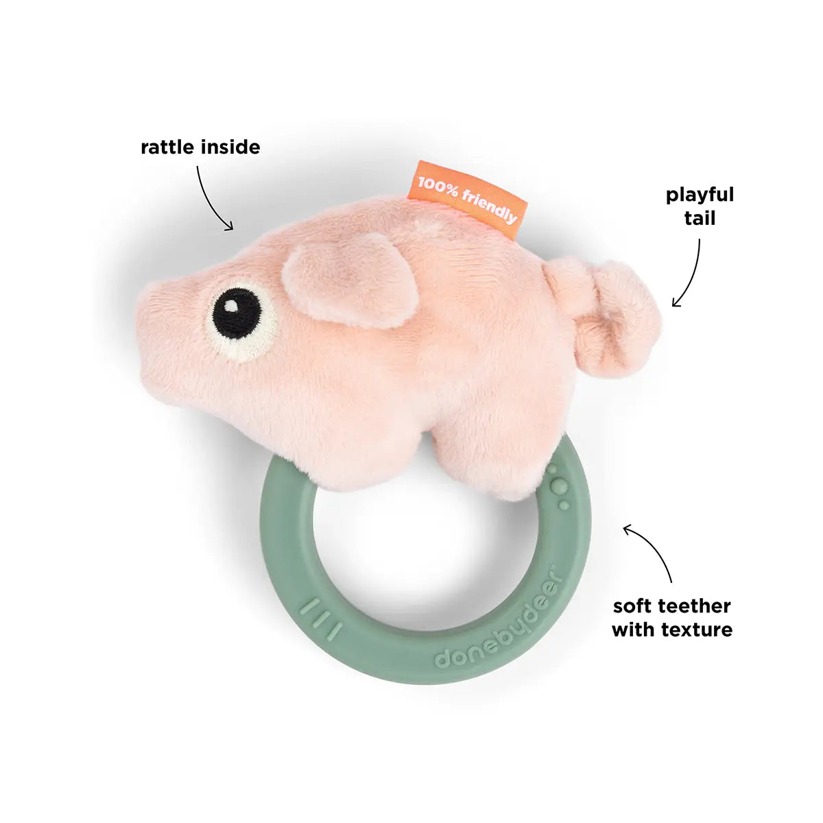Hochet avec anneau de dentition - Pigee - Multicolore