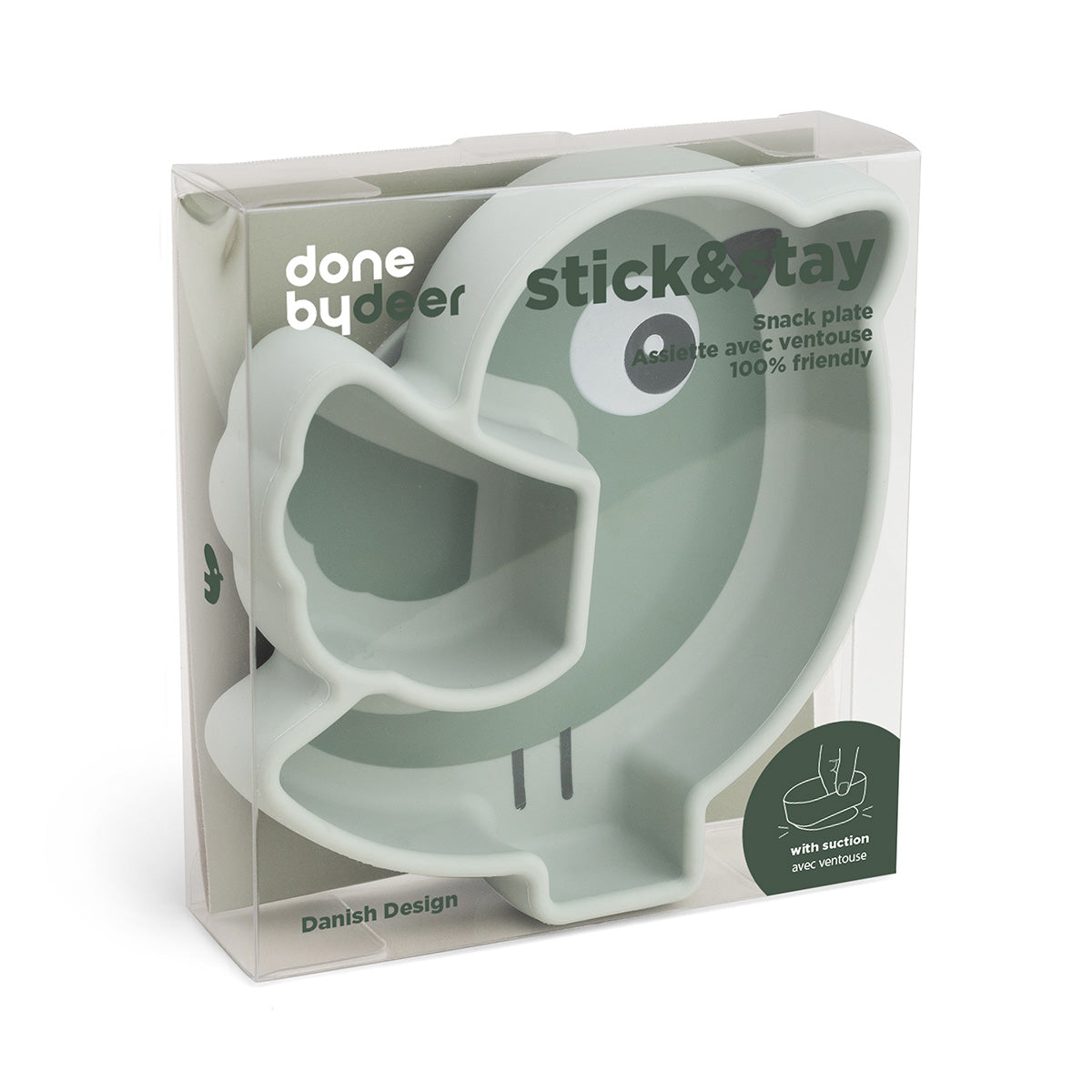 Silikone Stick&Stay snacktallerken - Birdee - Grøn