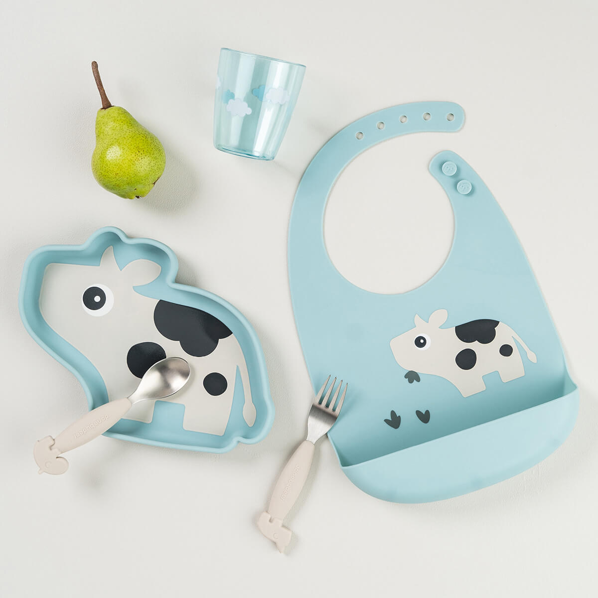 Bavoir silicone - Dotti - Bleu