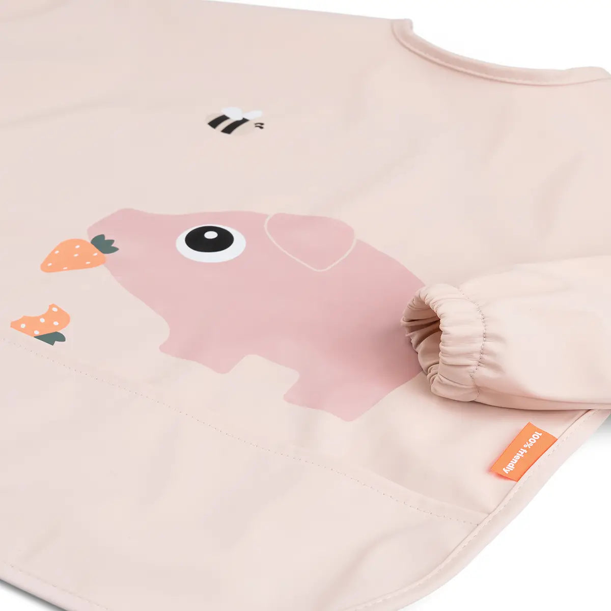 Babero con bolsillo y mangas - Tiny farm - Rosa