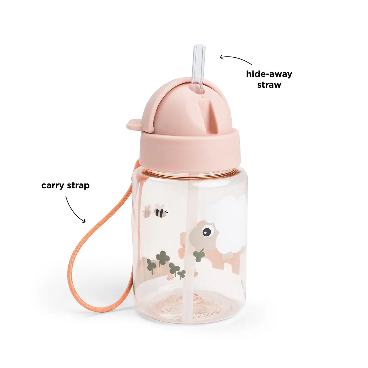 Straw bottle - Tiny farm - Powder - 280 ml