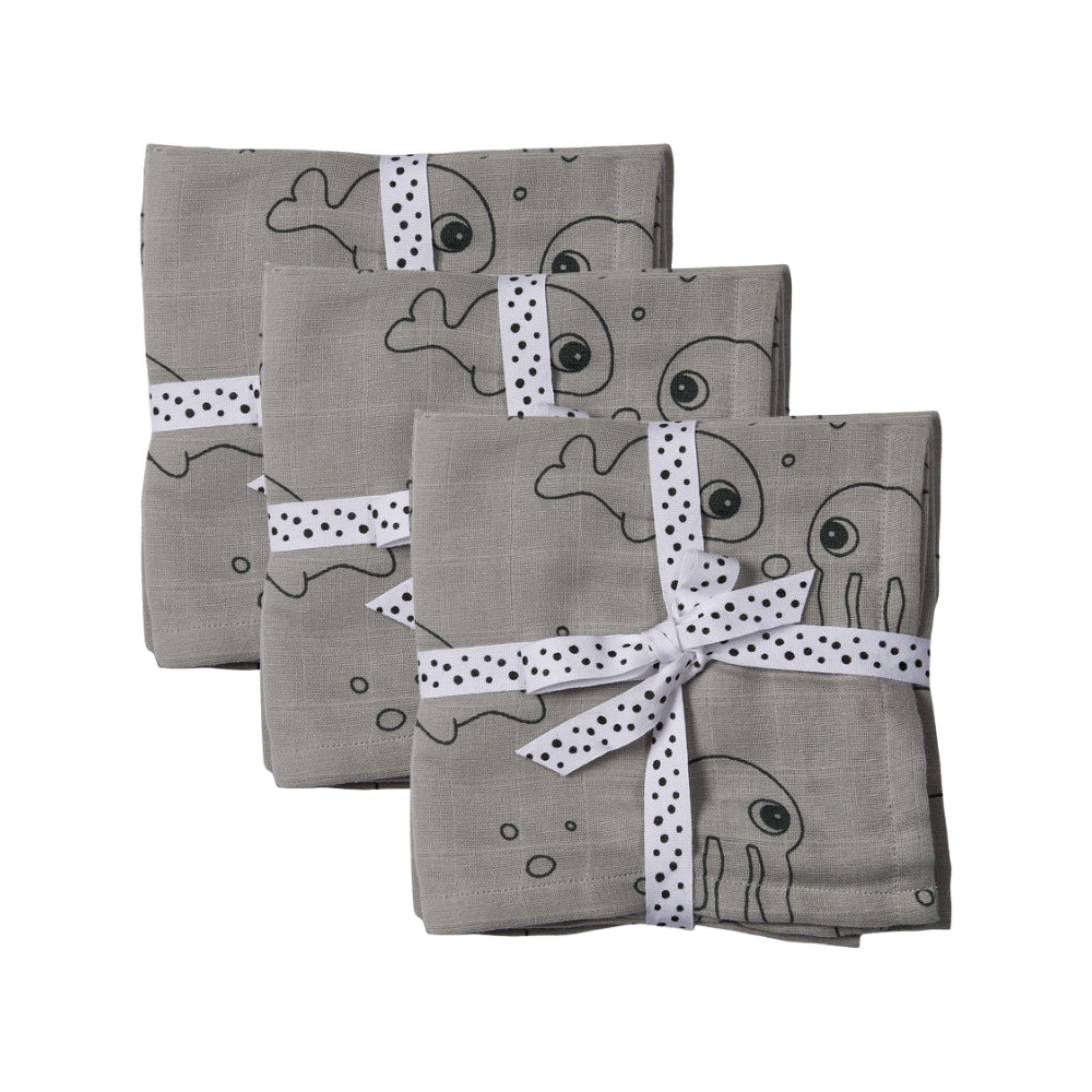 Mulltücher 6er-Set - Sea friends - Grau