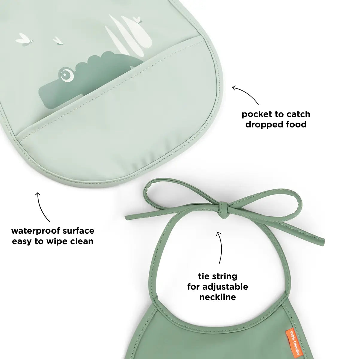 Lille hagesmæk med lomme 2-pak - Croco - Grøn