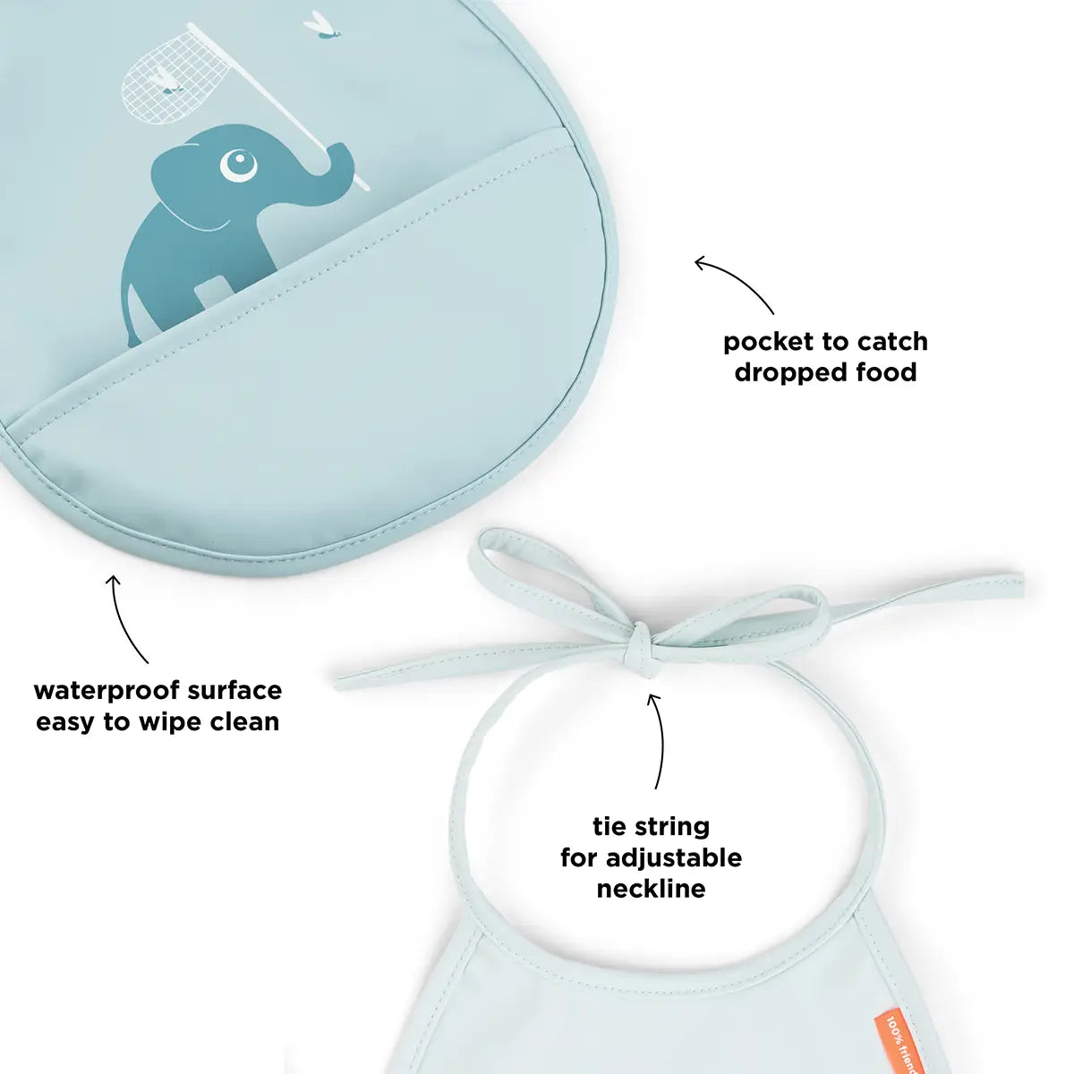 Pack de 2 baberos mini con bolsillo - Elphee - Azul