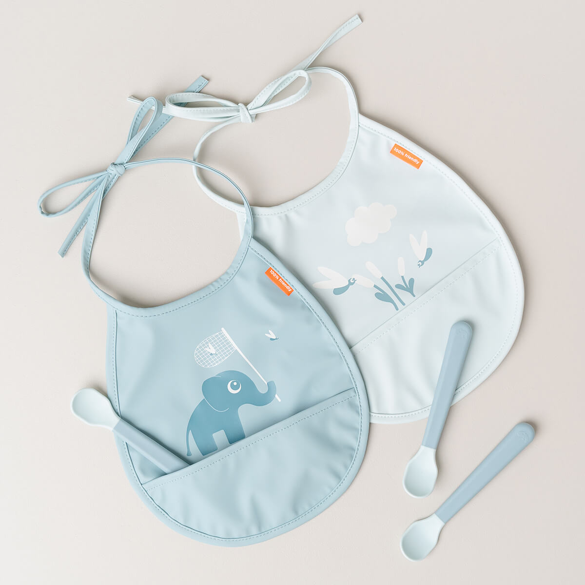 Tiny pocket bib 2-pack - Elphee - Blue