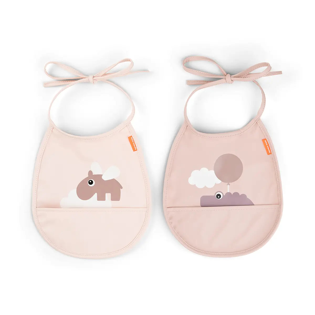 Tiny pocket bib 2-pack - Happy clouds - Powder