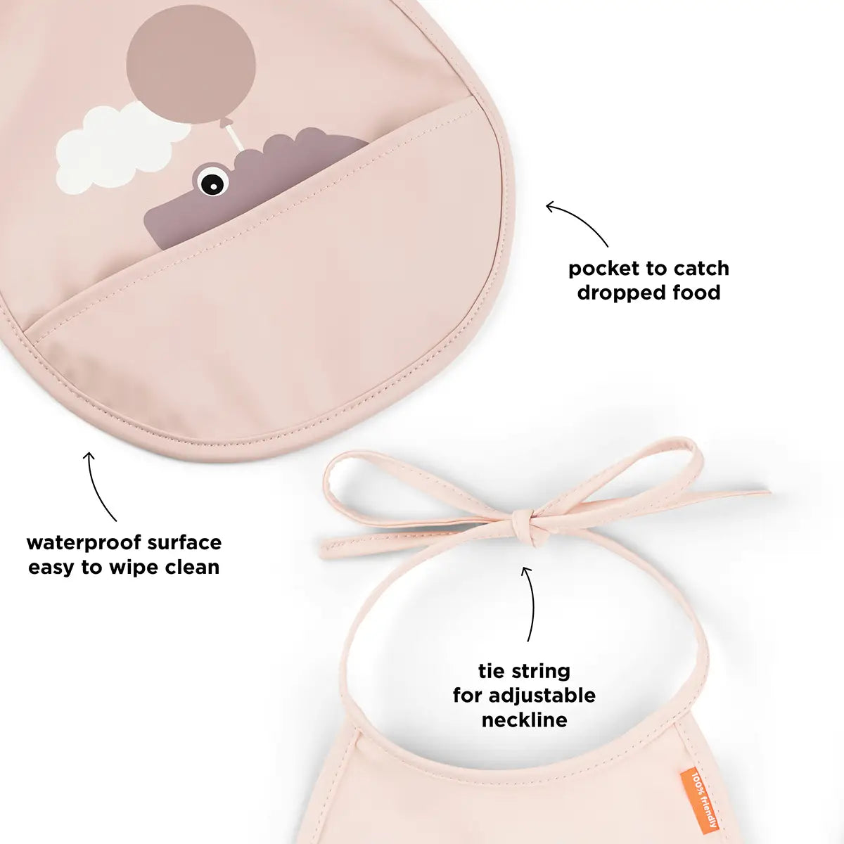 Tiny pocket bib 2-pack - Happy clouds - Powder