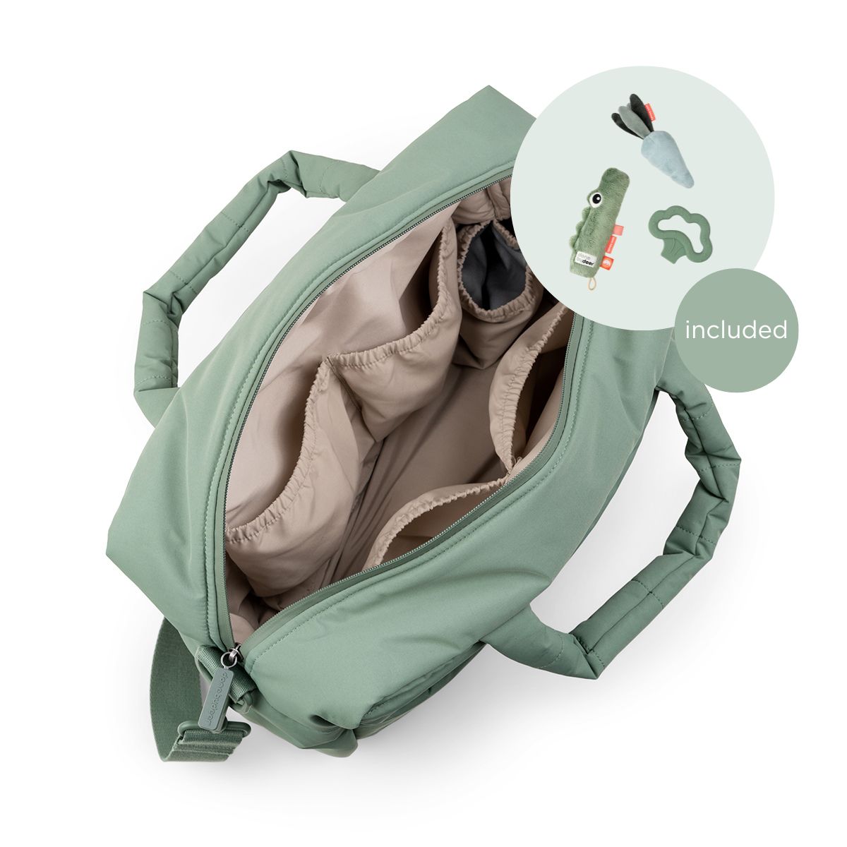 Gesteppte Wickeltasche - Grün