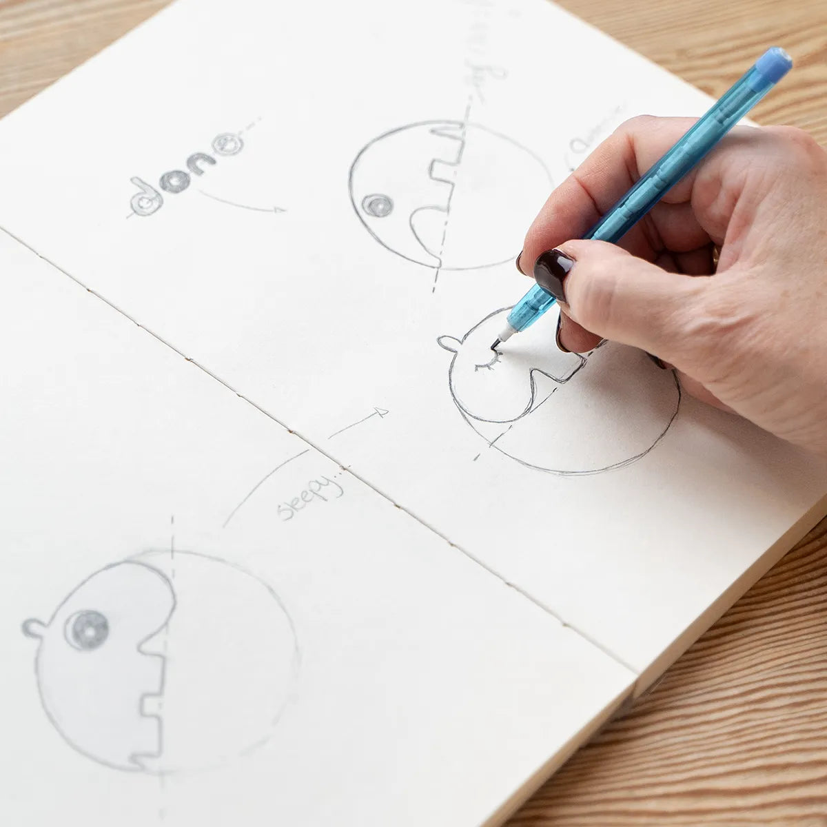 Our designer drawing our Deer friends