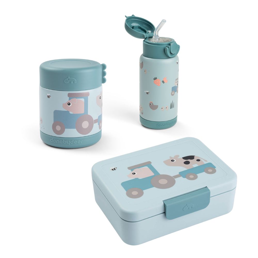 tiny farm insulated lunch kit - blue