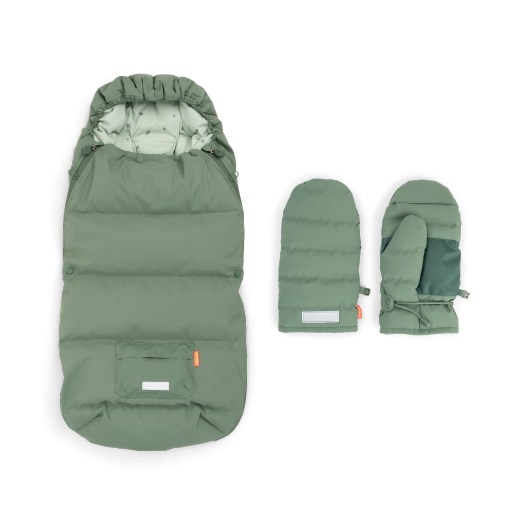 winter set - footmuff & mittens - green