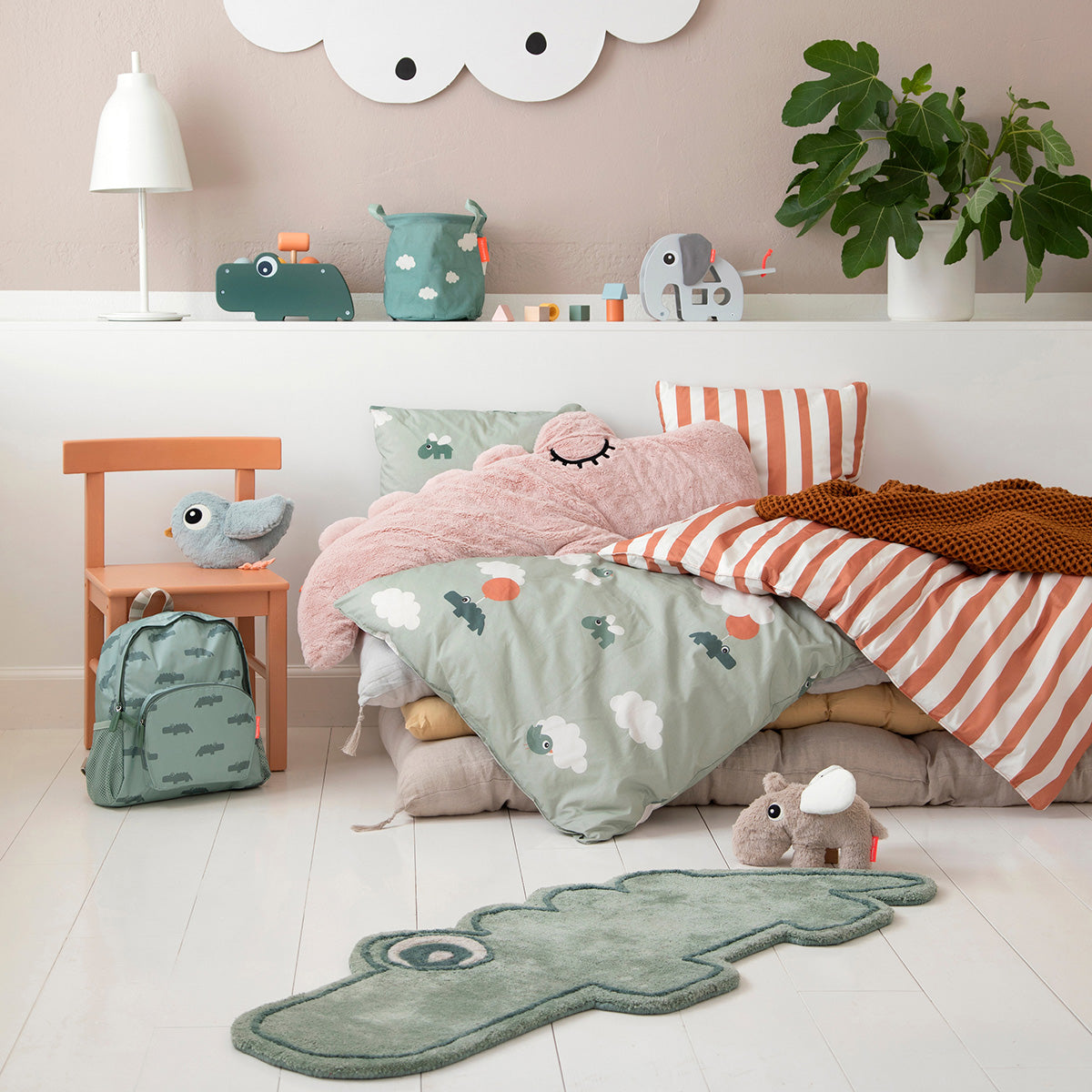 Bedlinen baby - Happy clouds - Green